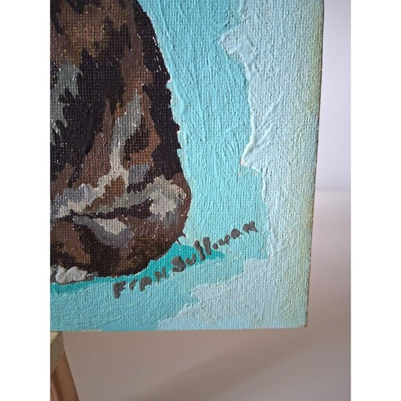 Vintage Hand Painted Oil Painting Of Two Kittens On Board Artist Fran Sullivan - Picture 5 of 10